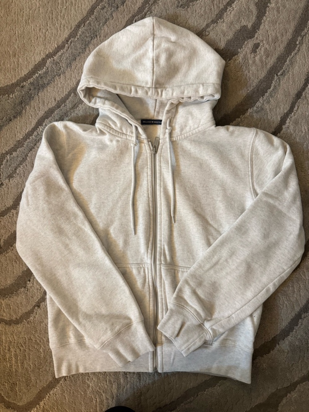 Brandy Melville Light Gray Zip-Up Hoodie